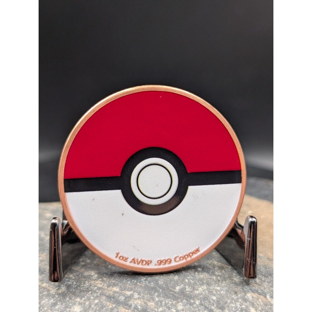Pokémon Pikachu Pokéball 1 oz AVDP .999 Fine Copper Colorized Art Round Coin
